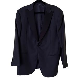 Ermenegildo Zegna Charcoal Grey with Black Lapels One Button Tuxedo Jacket